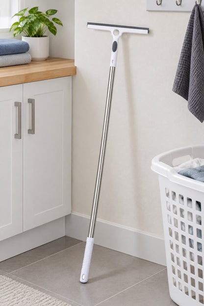 Saplı Cam Çekçek, Kauçuk Uçlu Camsil, Çelik Saplı, Beyaz, 86 cm