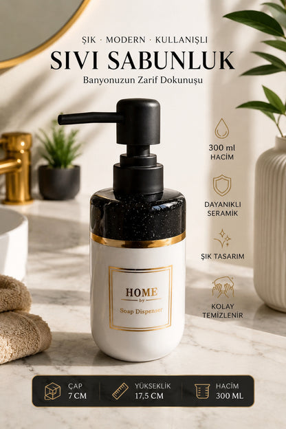 300 ml Seramik Lenora Sıvı Sabunluk, 7 cm çap, 18 cm yükseklik