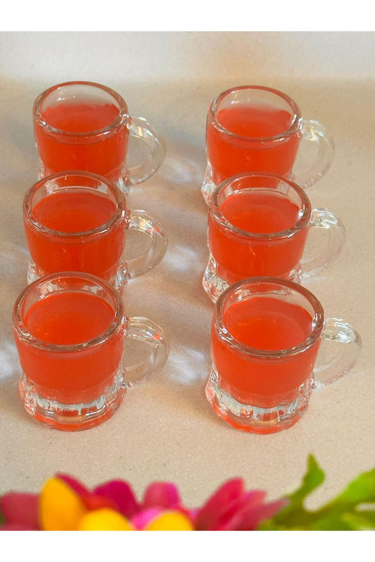 6’lı Kulplu Cam Bardak Seti, 4 cm çap × 5 cm yükseklik, 35 ml