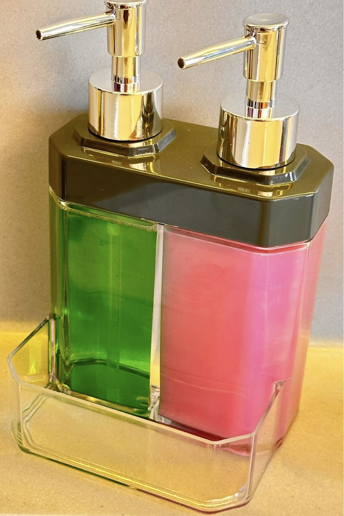 Sıvı Sabunluk Süngerlikli, 2 Hazneli, 350 ml + 350 ml, Plastik