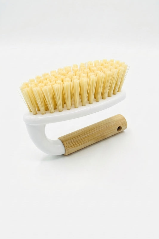 Bambu Saplı Kavramalı Çok Amaçlı Ovma ve Temizlik Fırçası, Kompakt Boy, 14 cm