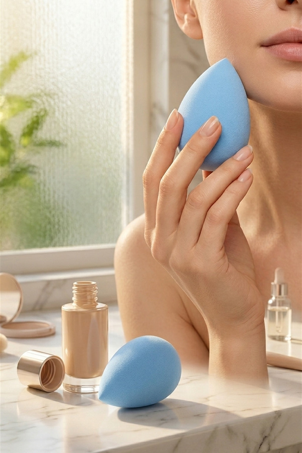 Makyaj Süngeri Mavi Beauty Blender Fondöten ve Kapatıcı Uygulama Süngeri, 6 cm - görsel 5