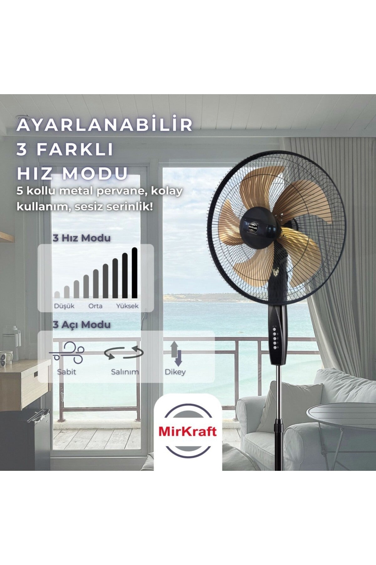 Fs-m5018 18'' Dc Motor 5 Metal Kanatlı Ayaklı Vantilatör