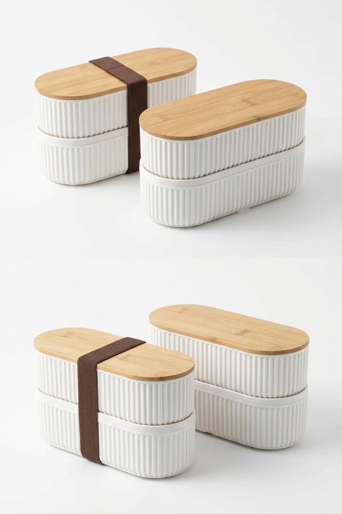 Bambu Kapaklı Saklama ve Beslenme Kutusu – 2 Katlı, 20 x 9 x 5,5 cm