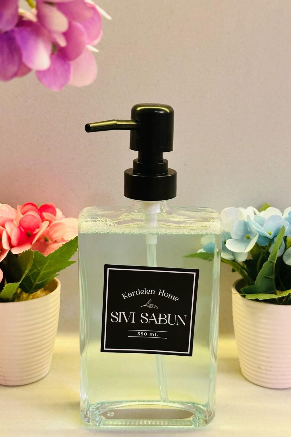 350 ml Modern Ve Şık Tasarım Cam Sıvı Sabun & Deterjanlık