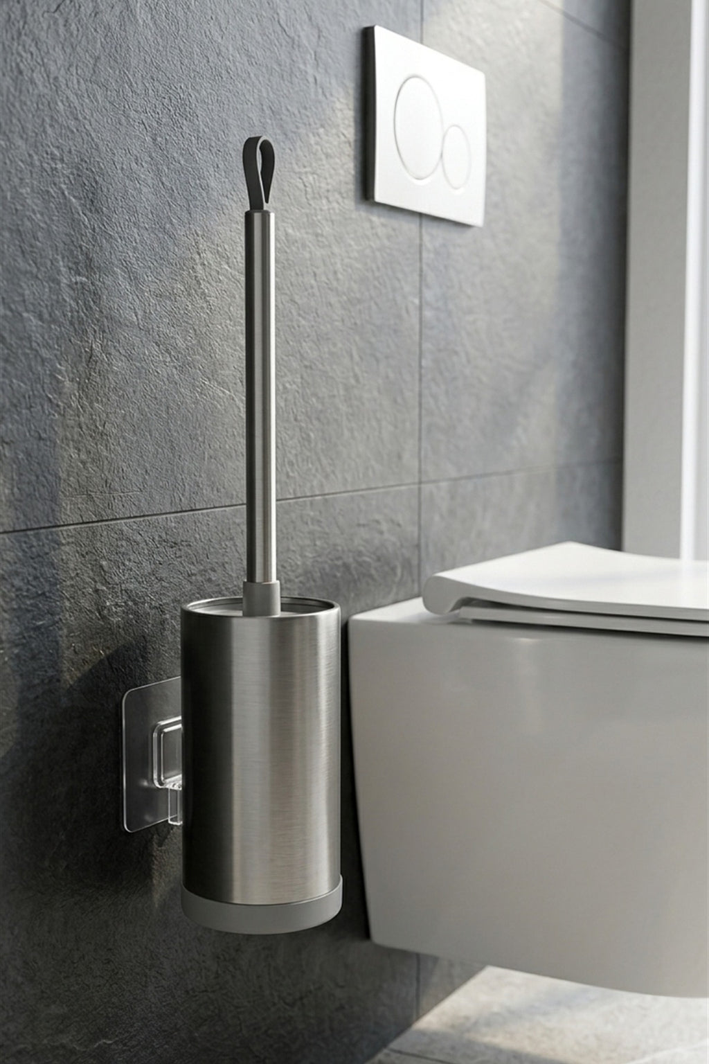 Metal WC Klozet Fırçası ve Fırçalık, Duvara Monte Edilebilir, 47 cm. - görsel 3