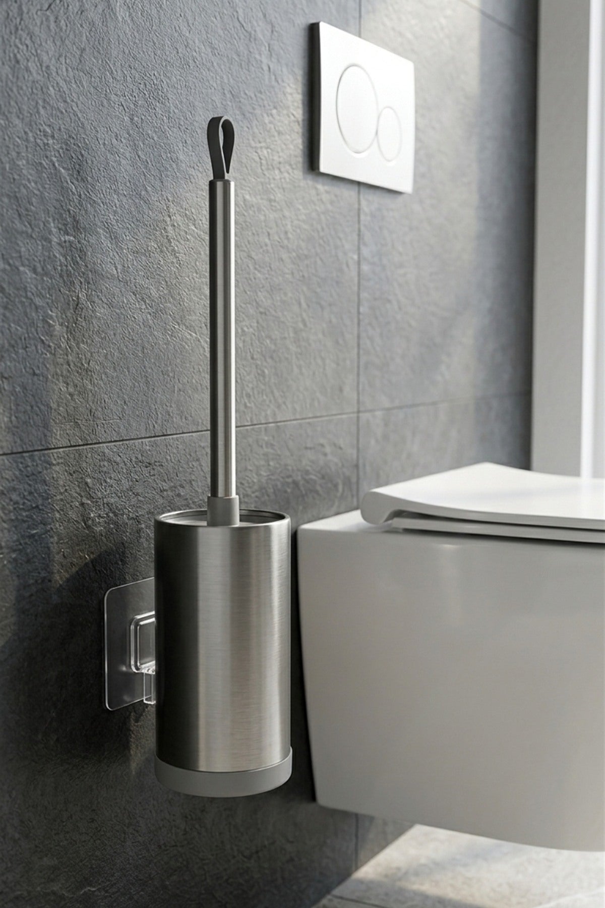Metal WC Klozet Fırçası ve Fırçalık, Duvara Monte Edilebilir, 47 cm. - görsel 3