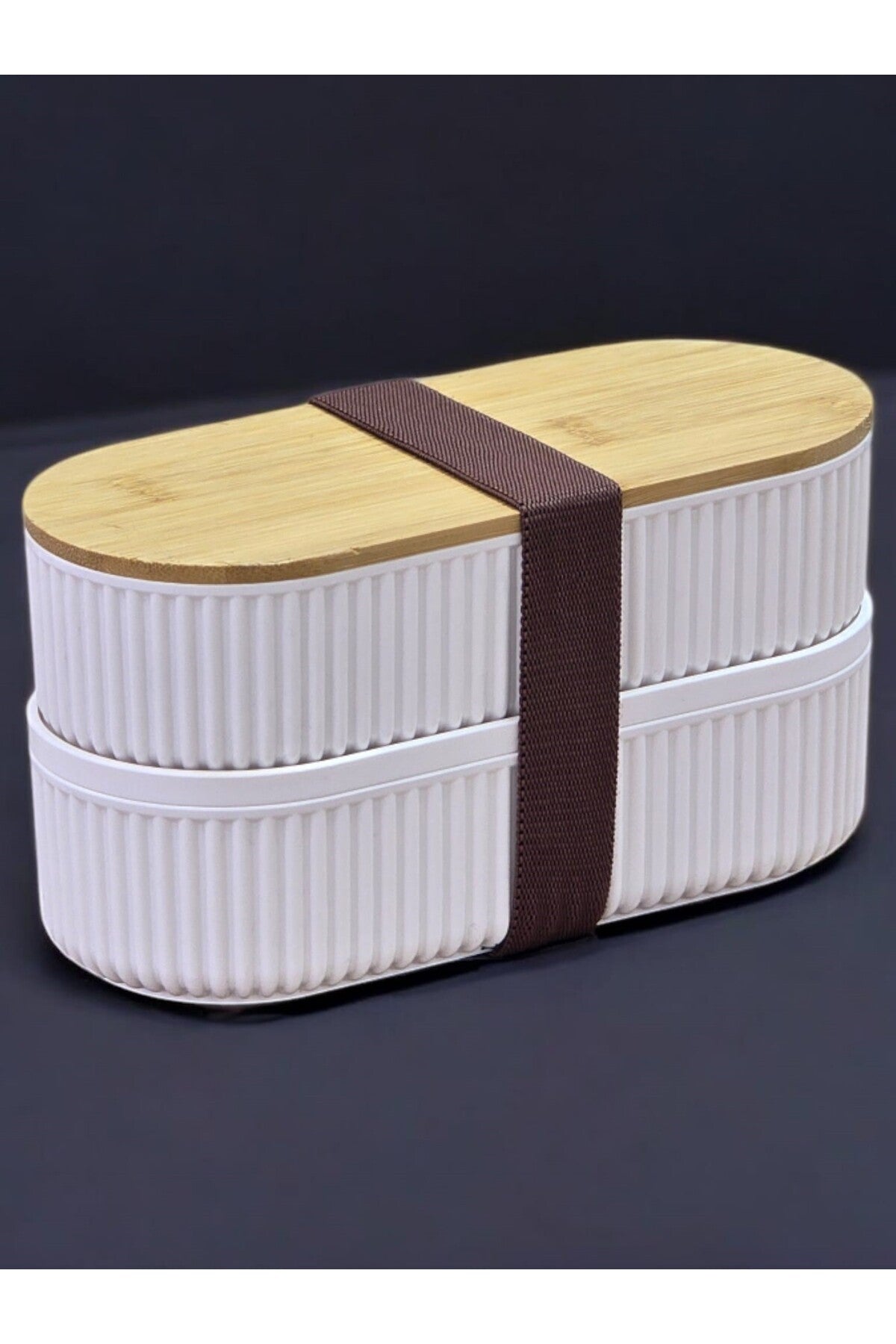 Bambu Kapaklı Saklama ve Beslenme Kutusu – 2 Katlı, 20 x 9 x 5,5 cm