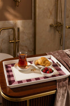 Çizgili Desenli Servis Tepsisi 38x28x3,5 cm, Bordo