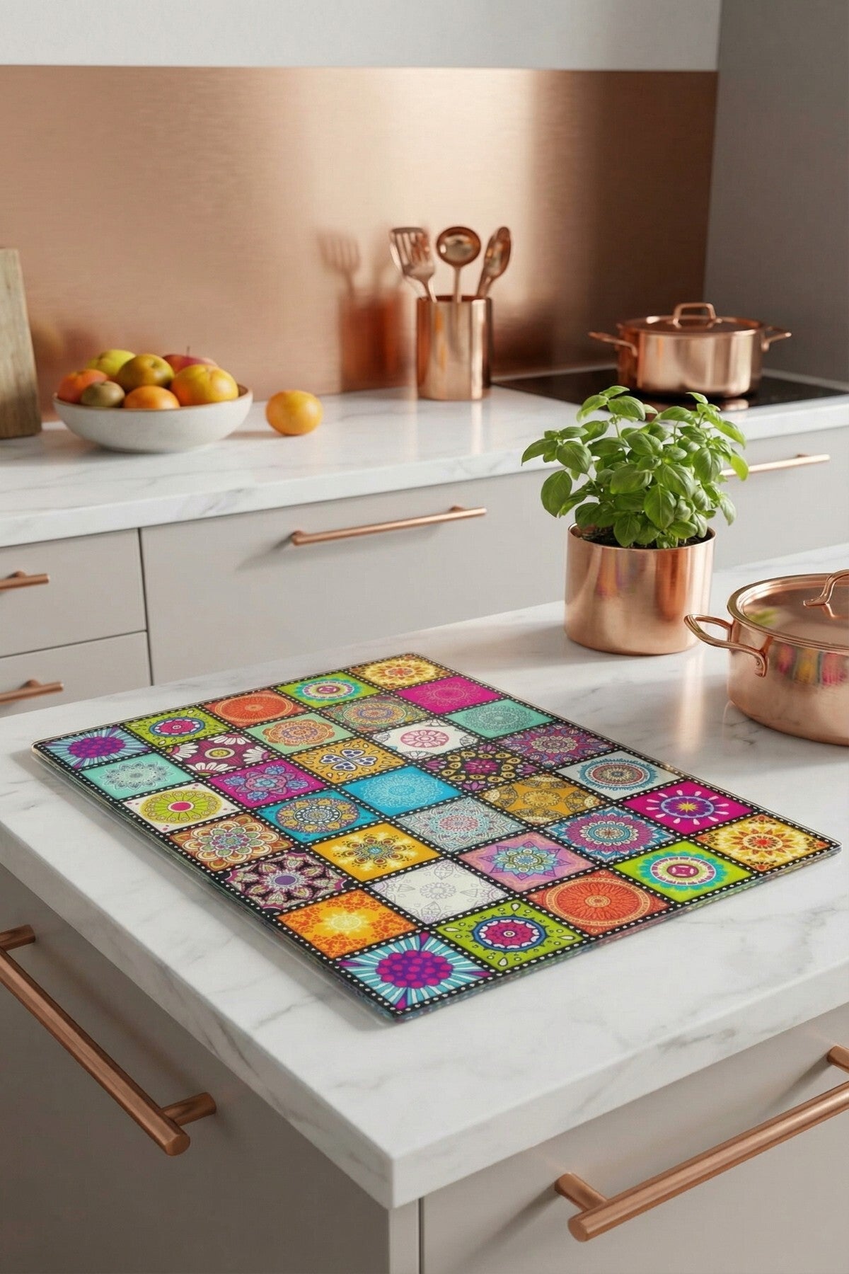 Cam Kesme Tahtası Kırılmaz Temperli 25x35 cm Dekoratif Desenli Kaymaz - Görsel 5