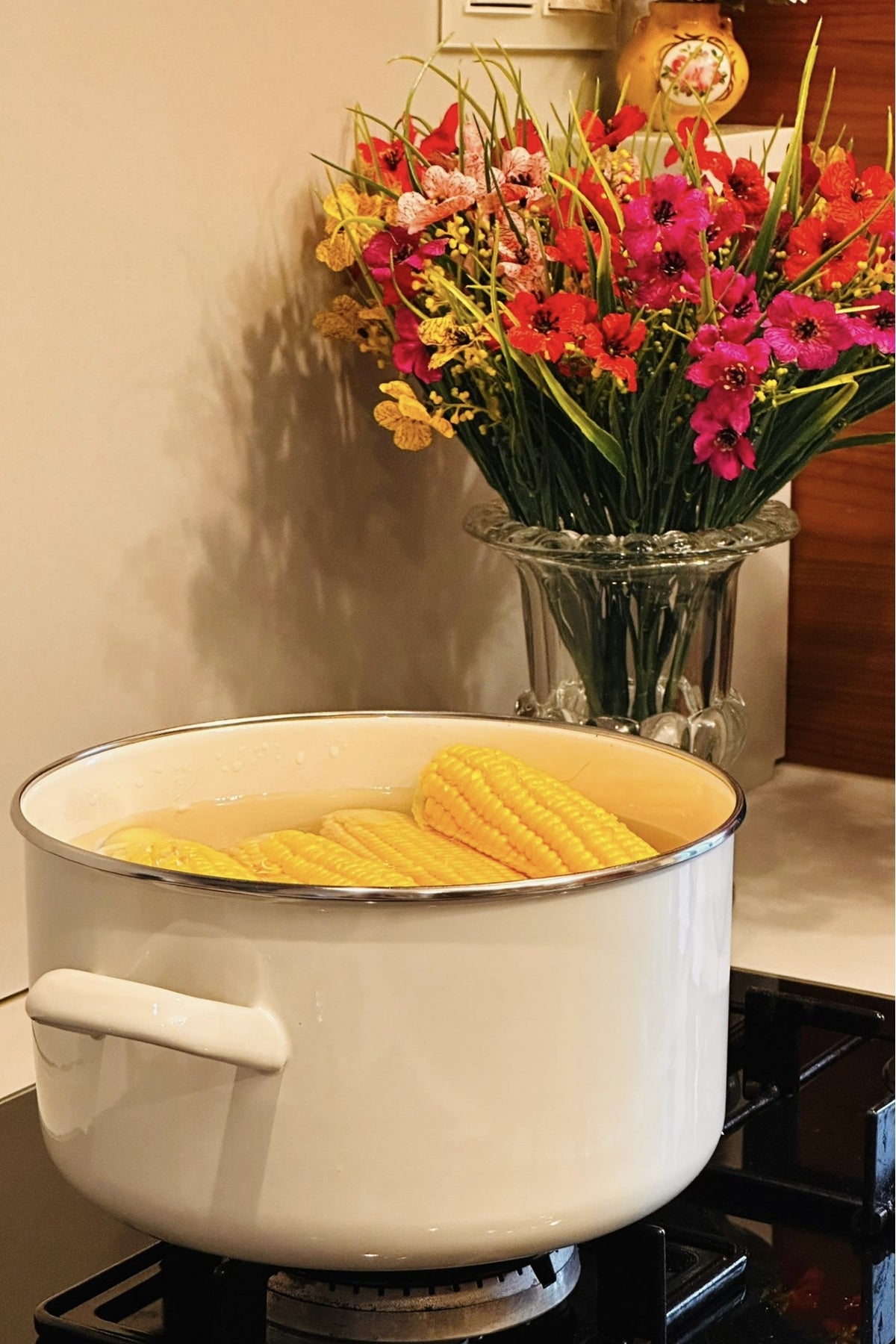 Emaye Tencere, Fritöz, Cam Kapaklı – 22 cm Çap, 3,5 Litre Hacim
