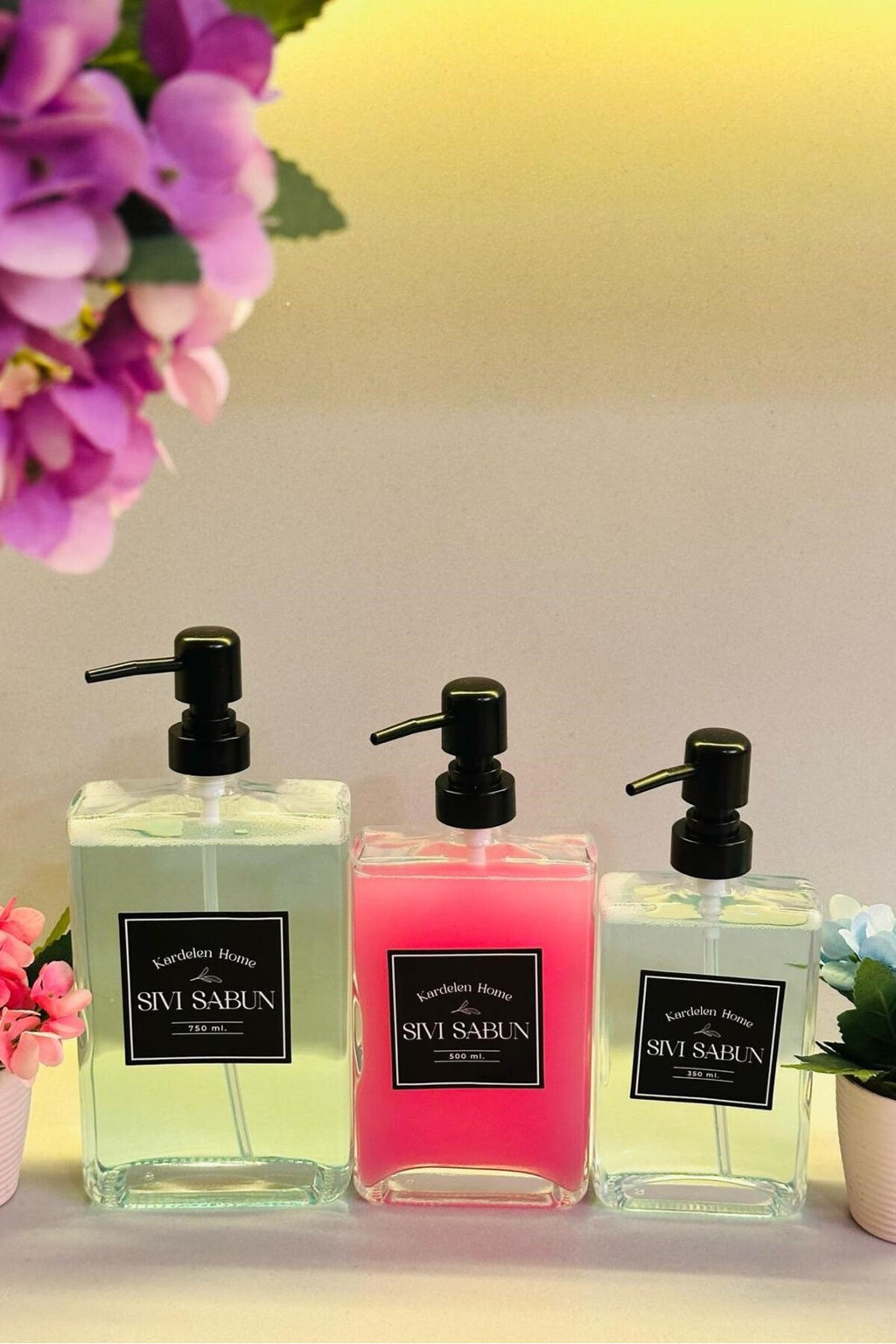 350 ml Modern Ve Şık Tasarım Cam Sıvı Sabun & Deterjanlık