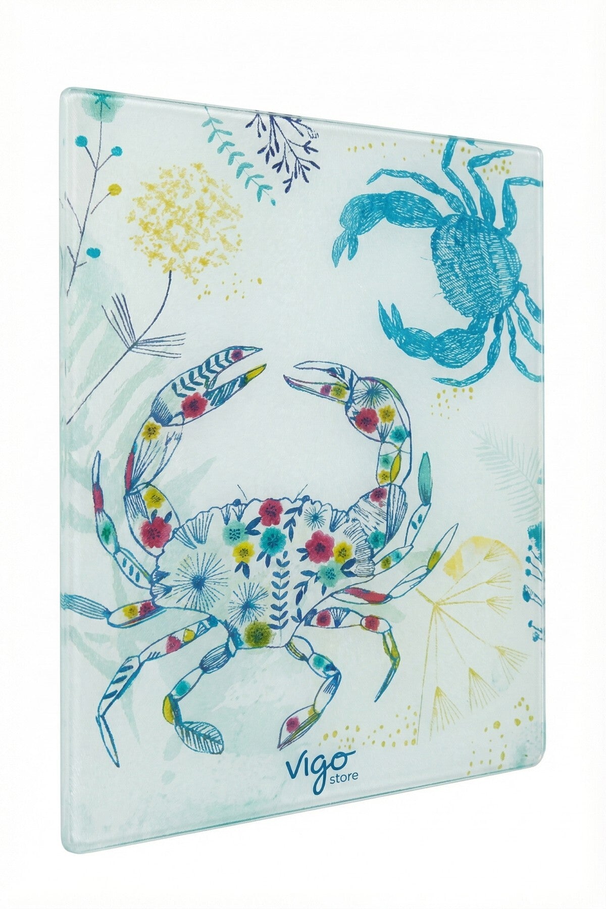 Cam Kesme Tahtası Kırılmaz Temperli 25x35 cm Yengeç Desenli Kaymaz