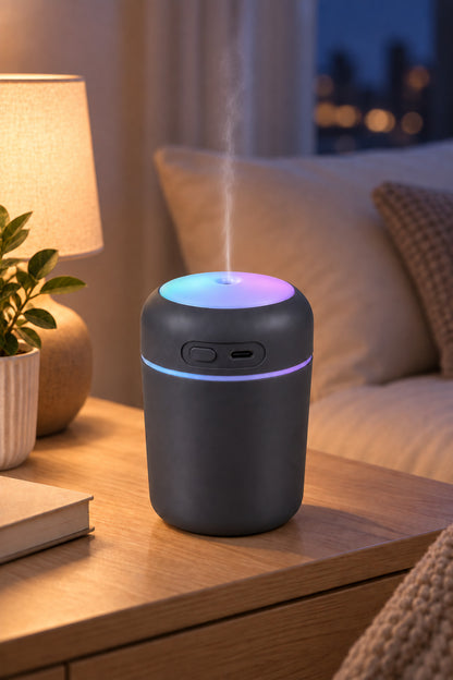 Hava Nemlendirici 300 ml, USB Şarjlı, LED Işıklı, 7,5 x 11 cm