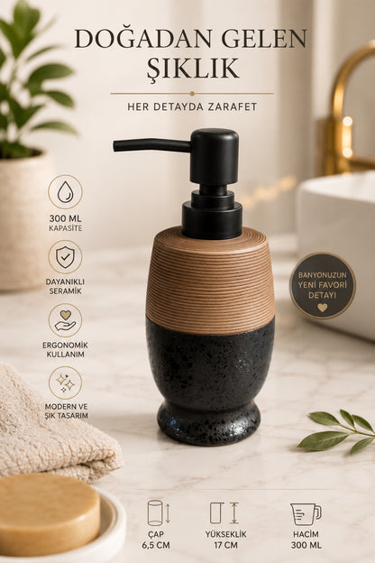 300 ml Seramik Lenora Sıvı Sabunluk, 7 cm çap, 18 cm yükseklik