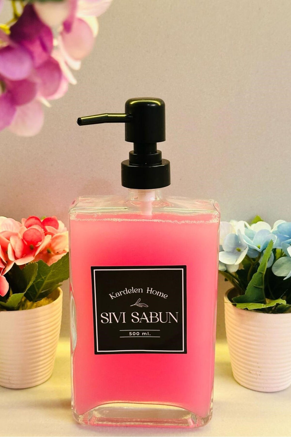 350 ml+500 ml İkili Modern Ve Şık Tasarım Cam Sıvı Sabunluk Seti
