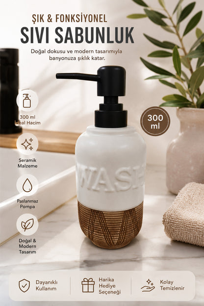 300 ml Seramik Lenora Sıvı Sabunluk, 7 cm çap, 18 cm yükseklik