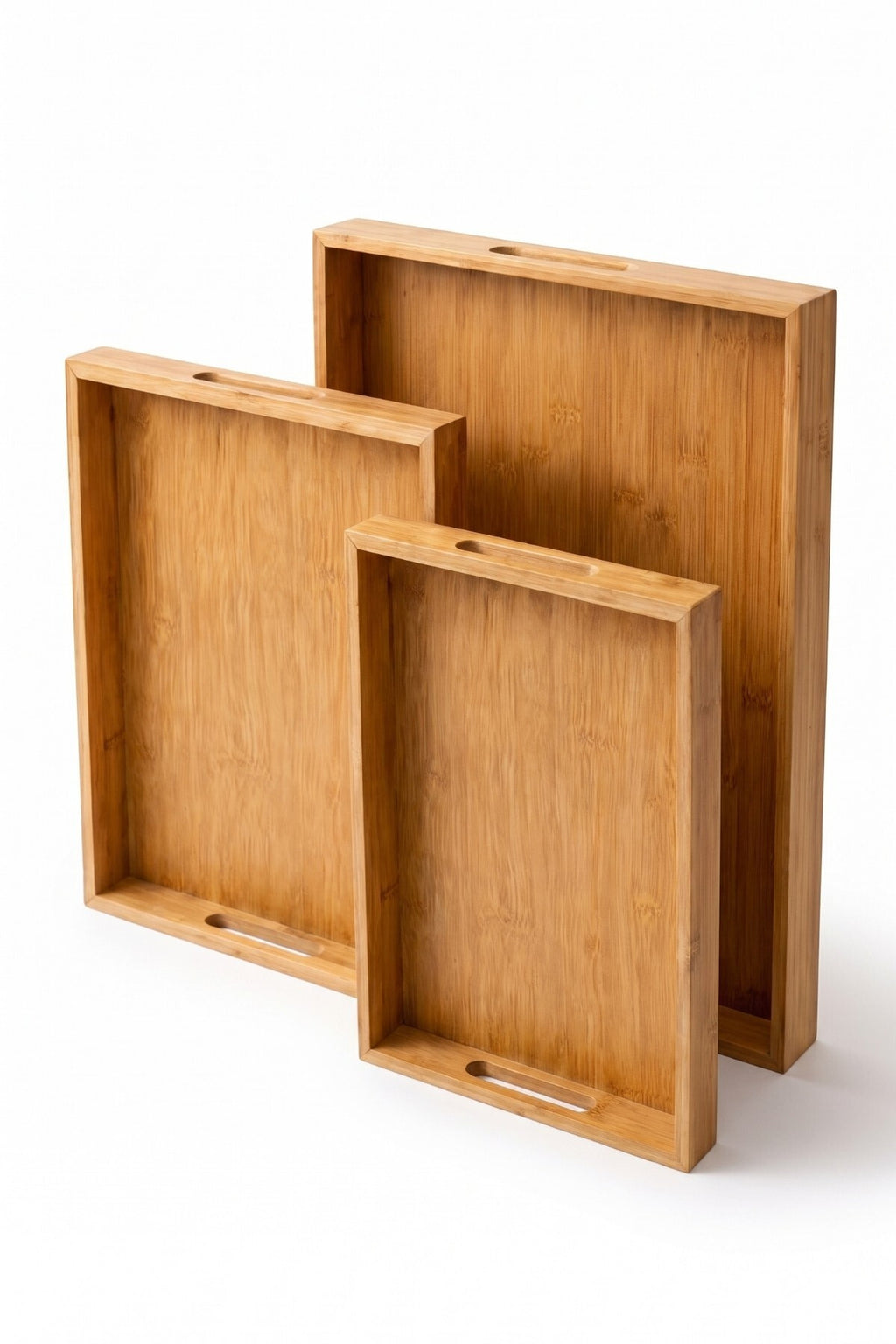 3'lü Dikdörtgen Bambu Sunum & Servis Tepsisi Seti, Büyük: 29 x 41 cm, Orta: 26 x 37 cm, Küçük: 23 x 33 cm - görsel 3