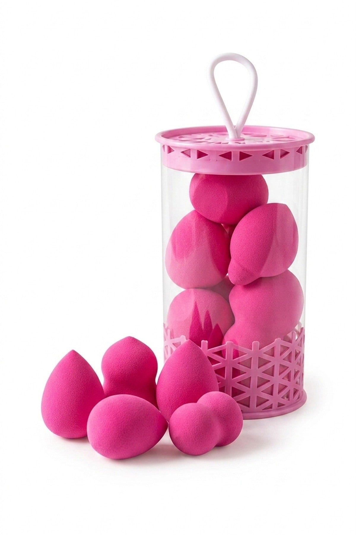 Mini Boy 8'li Koyu Pembe Makyaj Süngeri Seti- 2 cm x 3 cm Makyaj Uygulama Süngeri