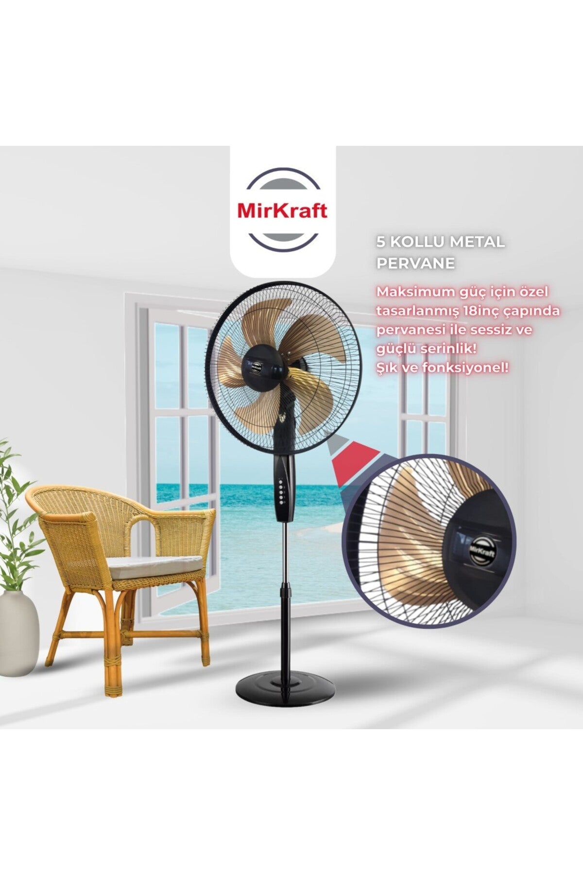 Fs-m5018 18'' Dc Motor 5 Metal Kanatlı Ayaklı Vantilatör