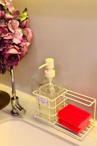 Modern Cam Sıvı Sabunluk & Deterjanlık Cam Sabunluk, Metal Stand'lı
