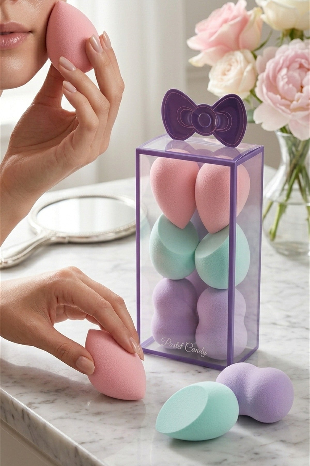 Pastel Candy 6'lı Makyaj Süngeri Seti – 4 x 6 cm