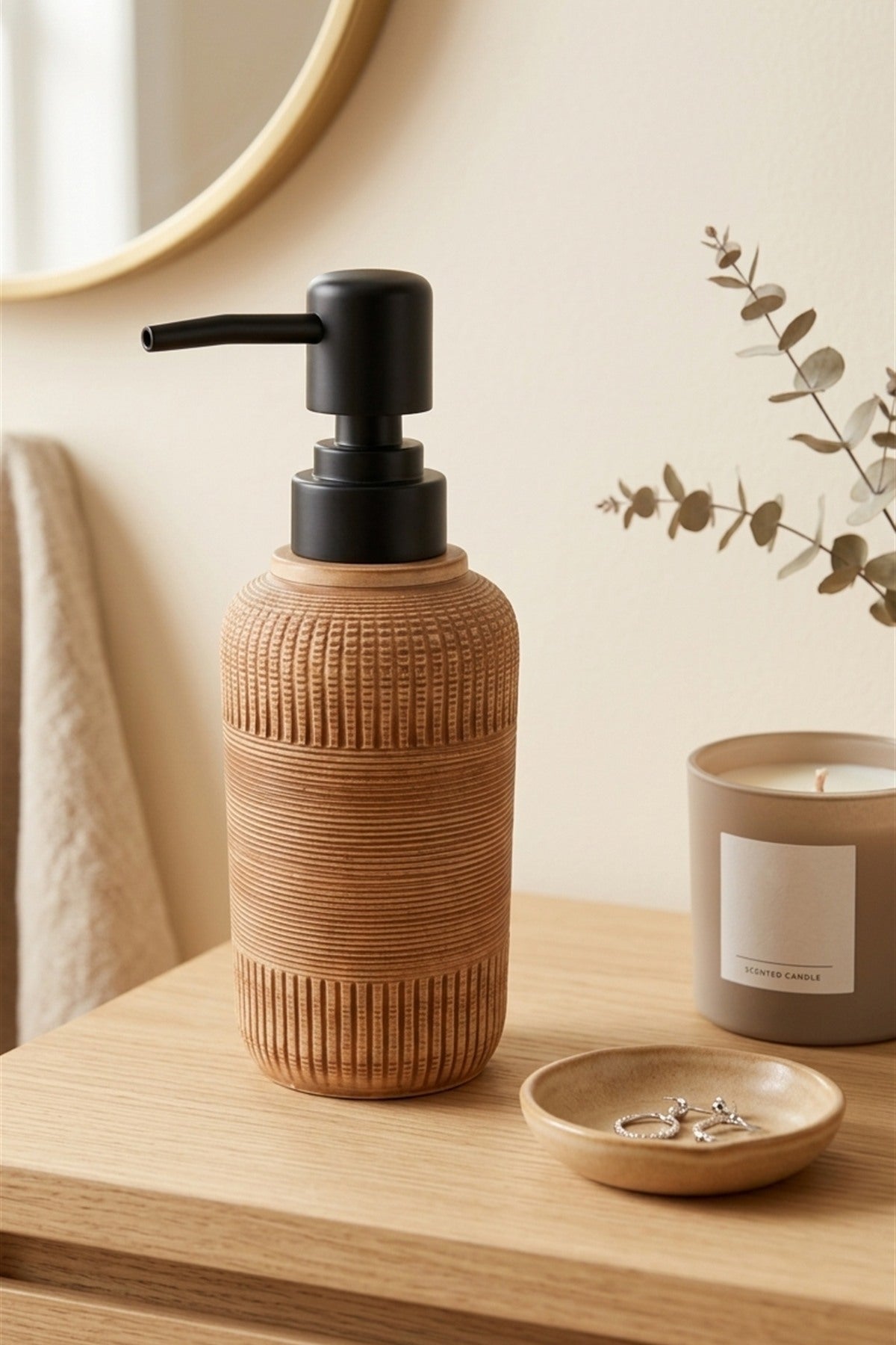 300 ml Seramik Lenora Sıvı Sabunluk, 7 cm çap, 18 cm yükseklik