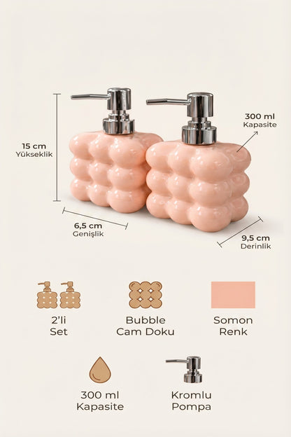 2 adet Bubble Cam Sıvı Sabunluk, 300 ml + 300 ml -, 9,5x6,5x15 cm