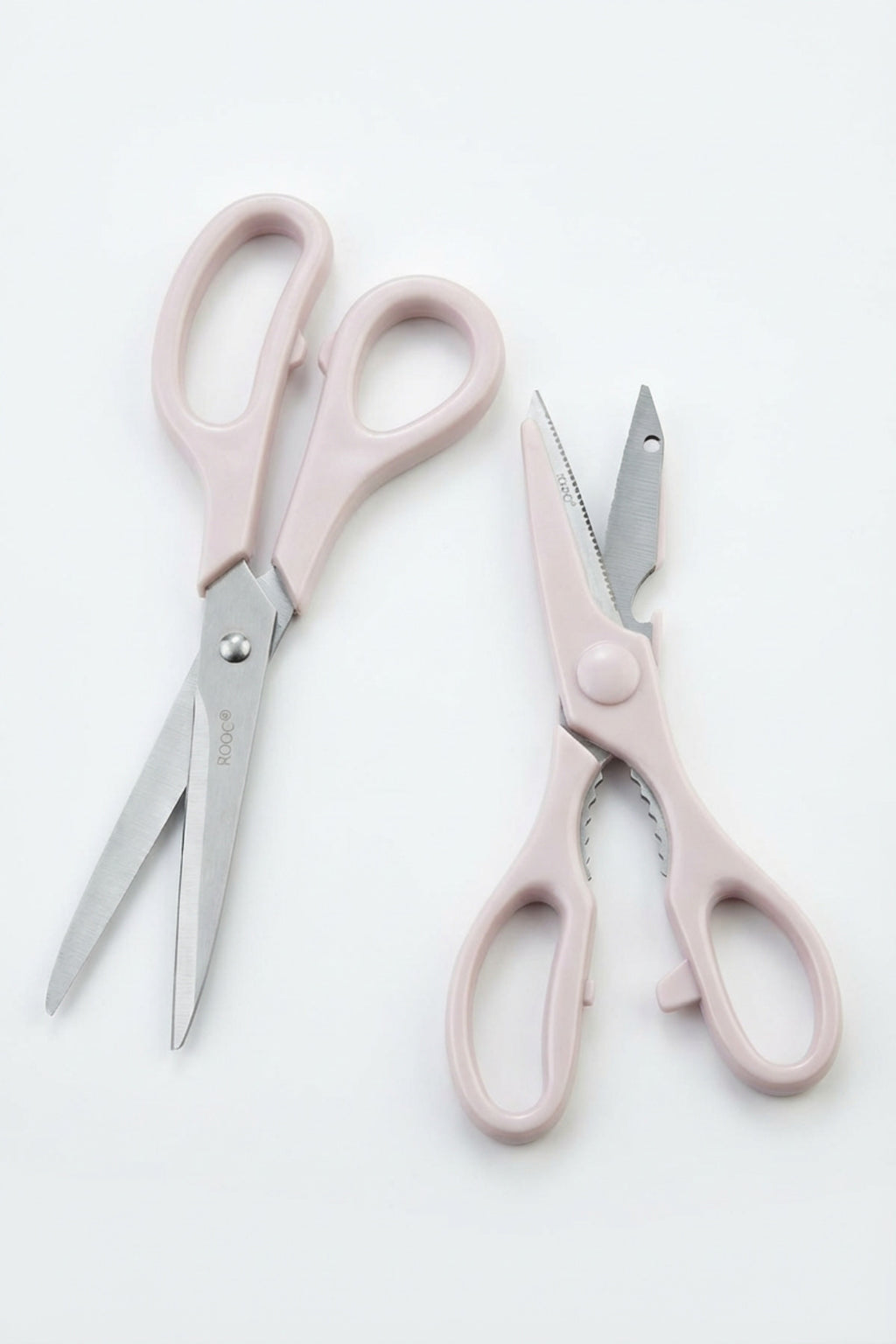 Tırtıklı Ağız 2'li Çok Amaçlı Makas Seti – Büyük Boy Pembe, 23 Cm