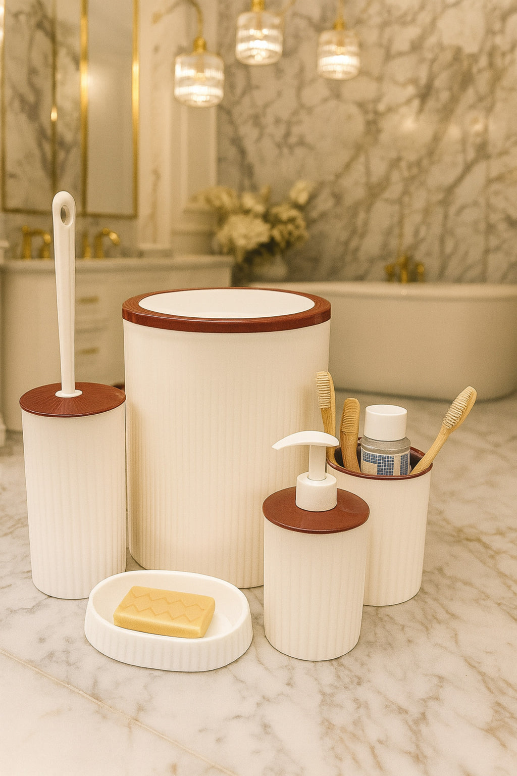 Banyo Seti, Yuvarlak, Beyaz, Hacim: 6 litre