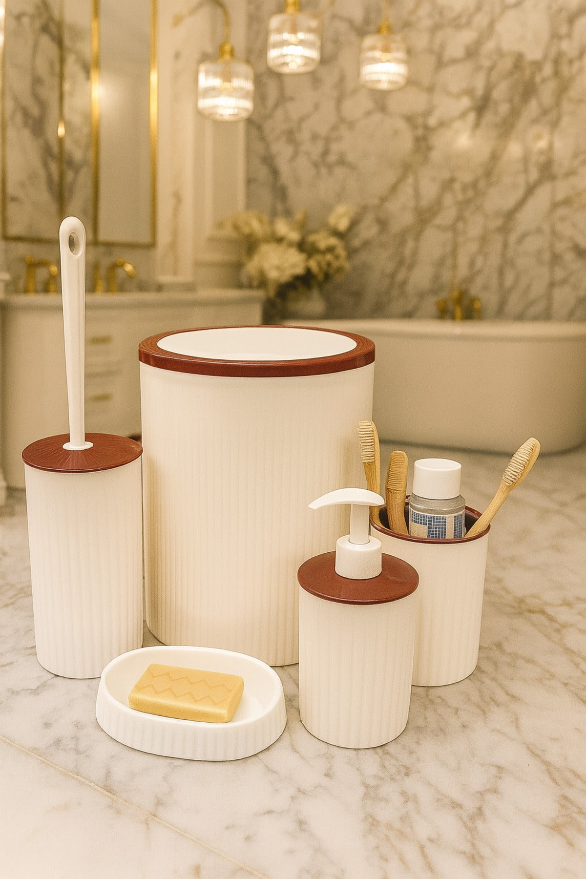 Banyo Seti, Yuvarlak, Beyaz, Hacim: 6 litre