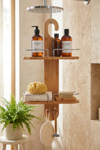 Bambu Banyo Düzenleyici Organizer Banyo Köşeliği, Şampuanlık