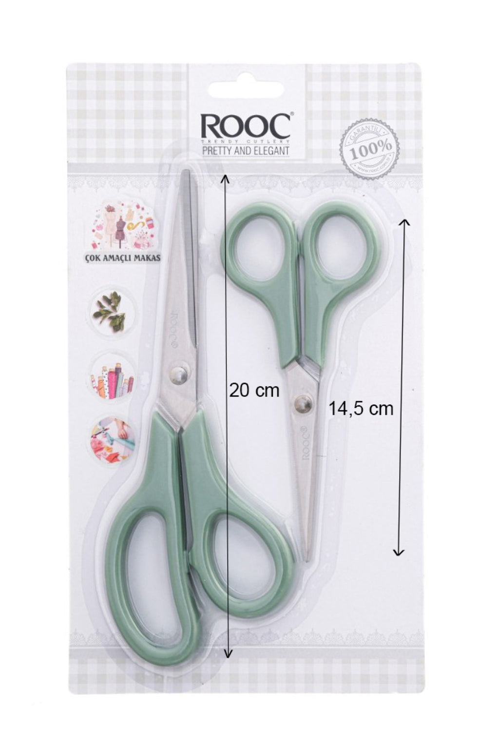 2'li Çok Amaçlı Makas Seti – Küçük Boy Yeşil, 14.5 Cm