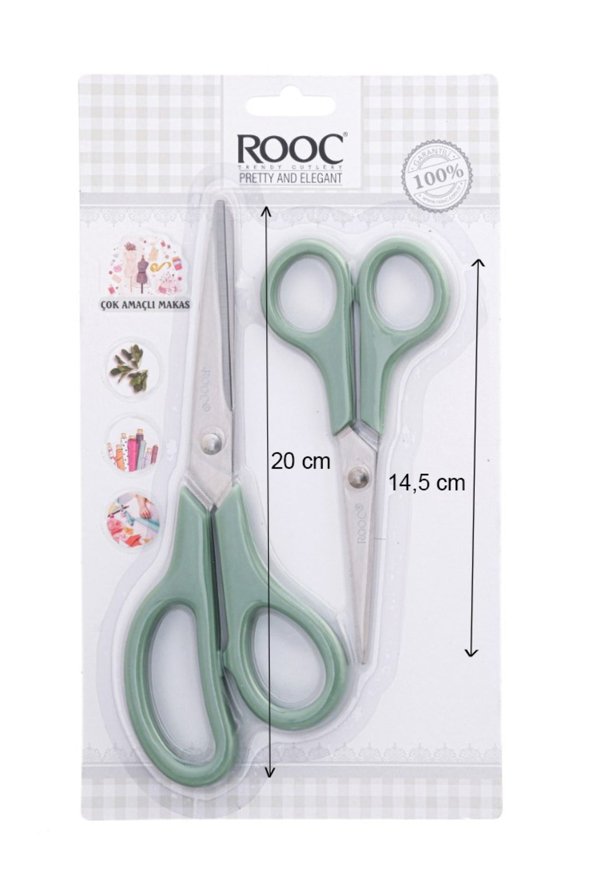 2'li Çok Amaçlı Makas Seti – Küçük Boy Yeşil, 14.5 Cm