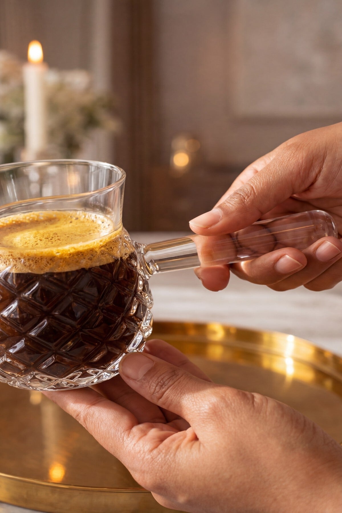 Isıya Dayanıklı Cam Cezve 400 ml, 10 cm Yükseklik, Cam Türk Kahvesi Cezvesi