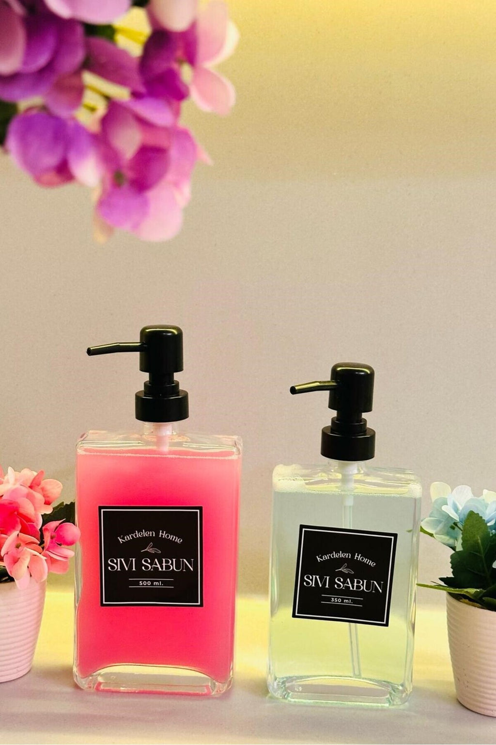 350 ml Modern Ve Şık Tasarım Cam Sıvı Sabun & Deterjanlık