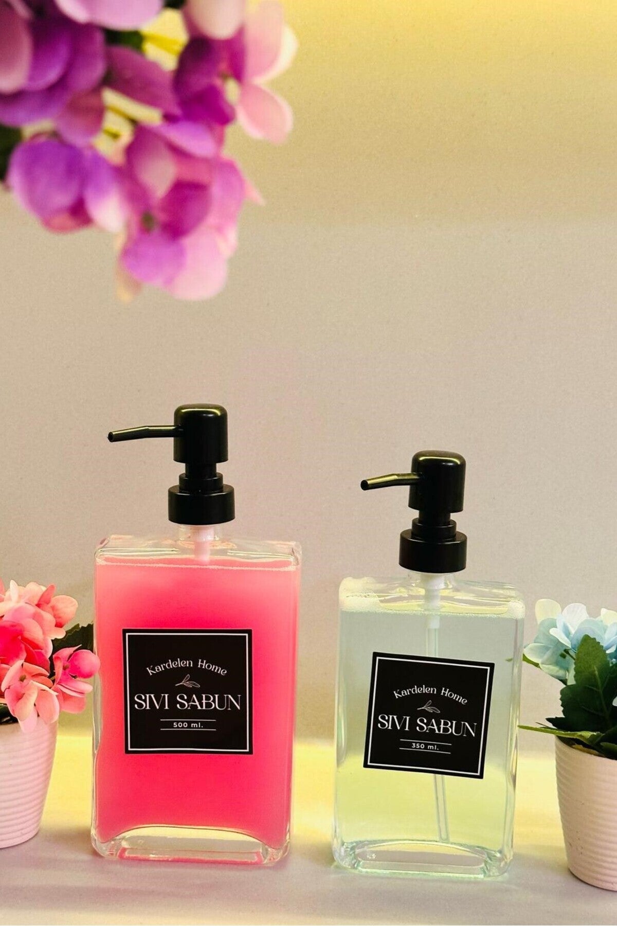 350 ml Modern Ve Şık Tasarım Cam Sıvı Sabun & Deterjanlık