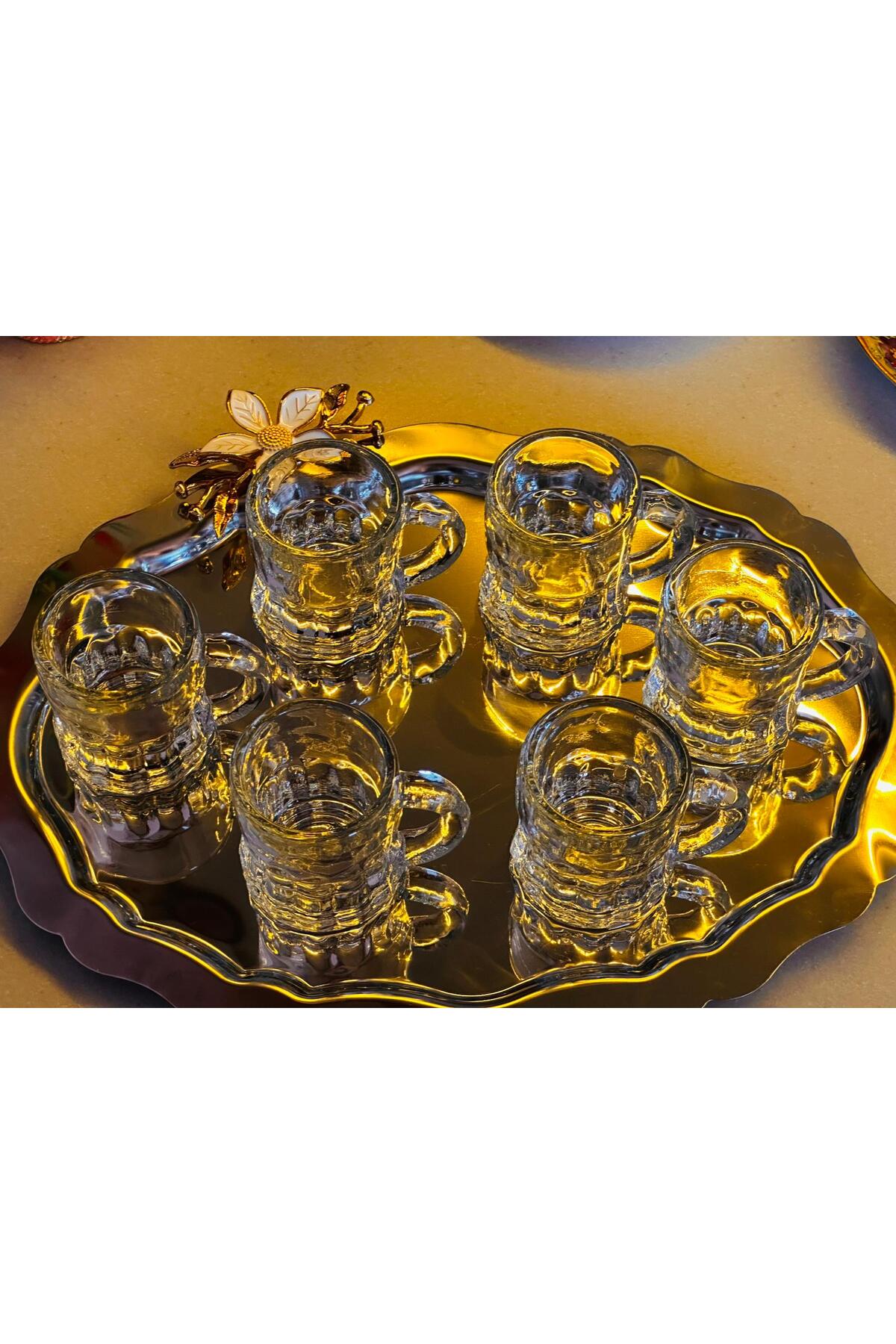 6’lı Kulplu Cam Bardak Seti, 4 cm çap × 5 cm yükseklik, 35 ml