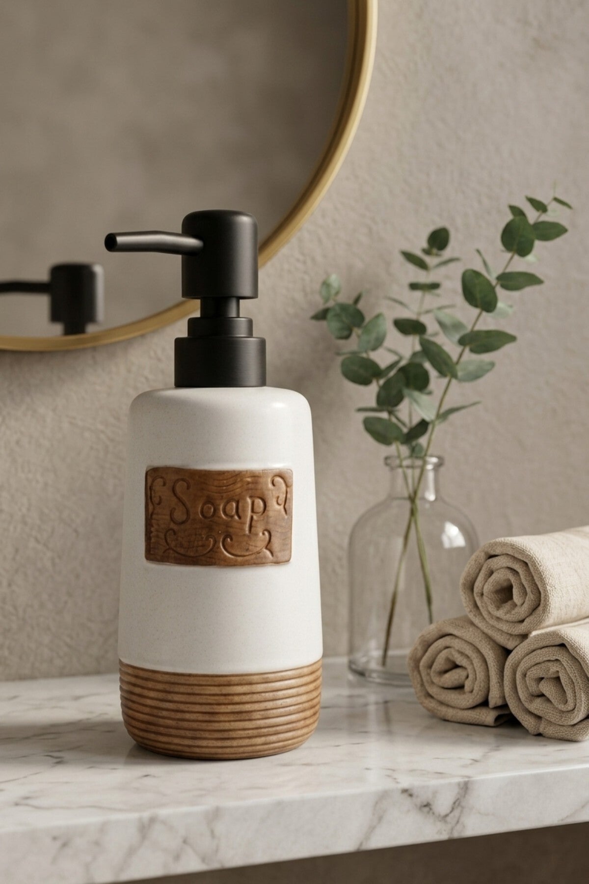 300 ml Seramik Lenora Sıvı Sabunluk, 7 cm çap, 18 cm yükseklik