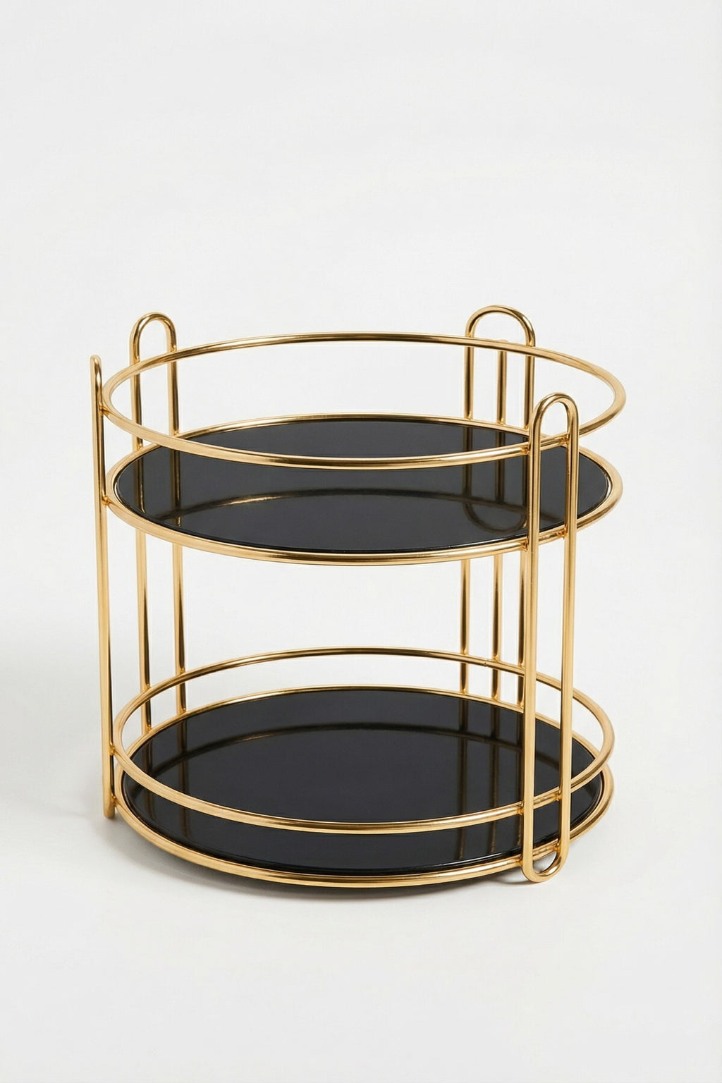 2 Katlı Gold Metal Organizer, Sunumluk, İkramlık , 27,5 cm yükseklik, 22,5 cm Çap - görsel 4