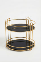 2 Katlı Gold Metal Organizer, Sunumluk, İkramlık , 27,5 cm yükseklik, 22,5 cm Çap - görsel 4