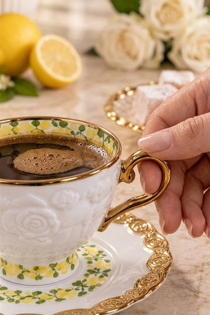 6 Kişilik 12 Parça Porselen Kahve Fincan Takımı