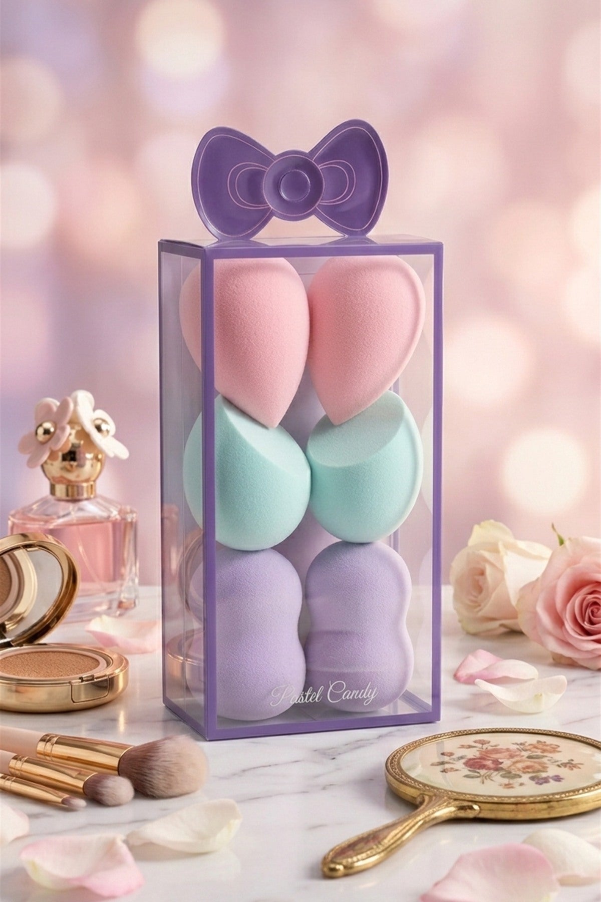 Pastel Candy 6'lı Makyaj Süngeri Seti – 4 x 6 cm