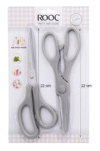 Tırtıklı Ağız 2'li Çok Amaçlı Makas Seti – Büyük Boy Gri, 22 Cm