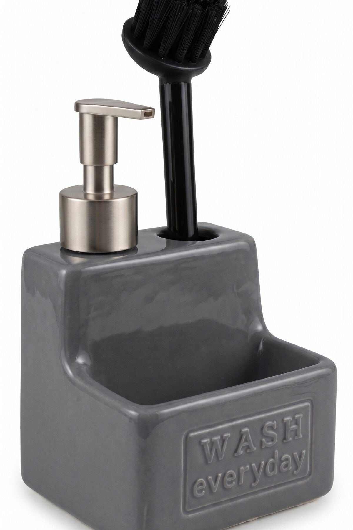 500 ml Seramik Sıvı Sabunluk Deterjanlık Fırçalık, 11x11x18 cm