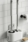 Çift Fırçalı WC Temizlik Seti, Beyaz, Duvara Monte Edilebilir, 51 cm
