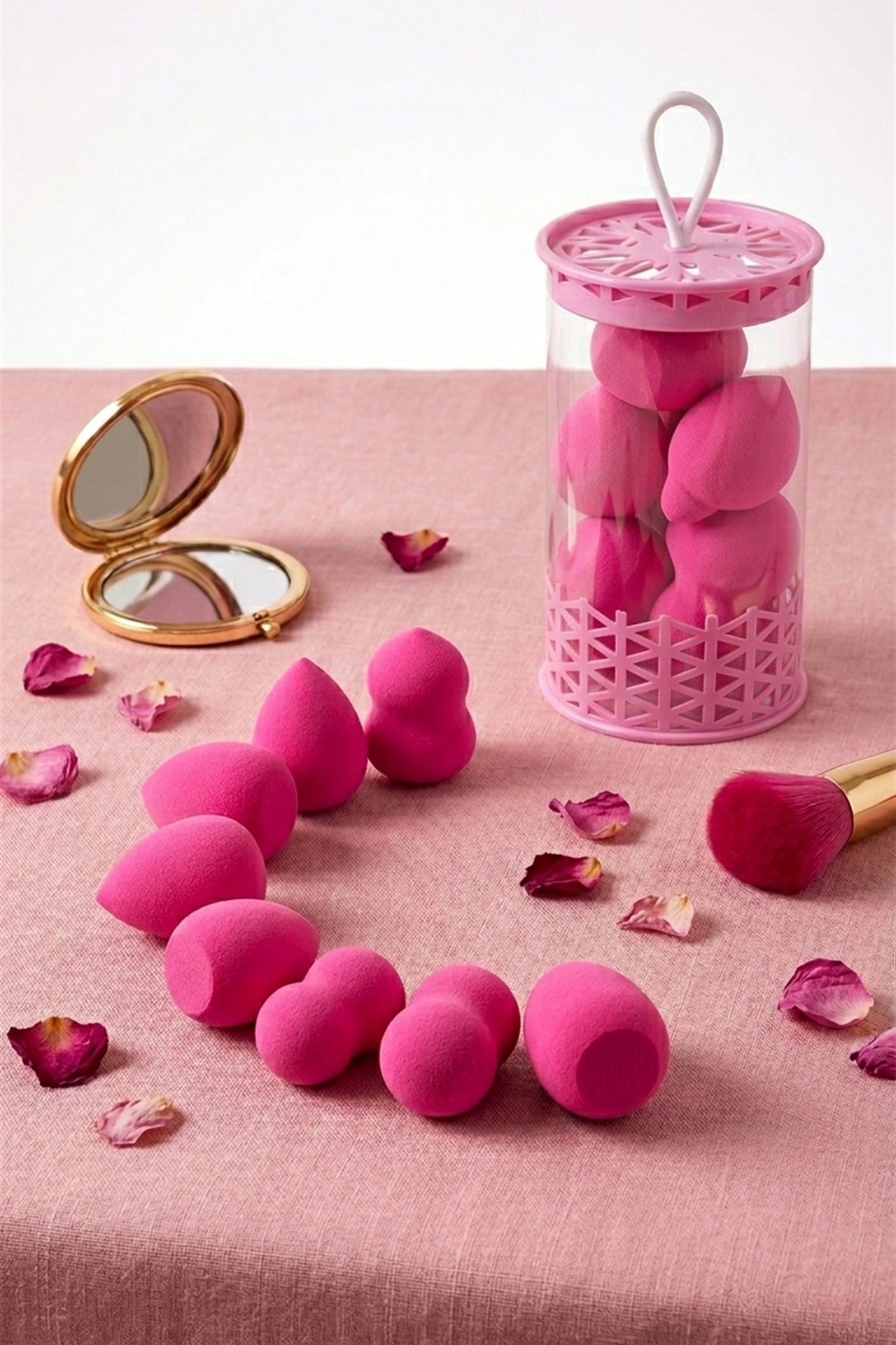 Mini Boy 8'li Koyu Pembe Makyaj Süngeri Seti- 2 cm x 3 cm Makyaj Uygulama Süngeri - görsel 6