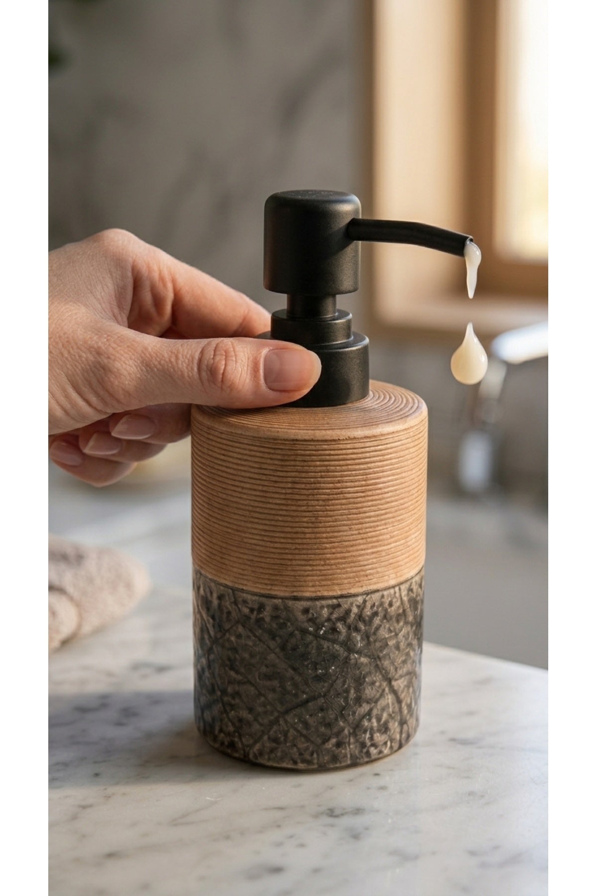 300 ml Seramik Lenora Sıvı Sabunluk, 7 cm çap, 18 cm yükseklik