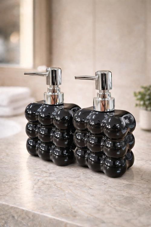 2 adet Bubble Cam Sıvı Sabunluk, 300 ml + 300 ml - Siyah, 9,5x6,5x15 cm