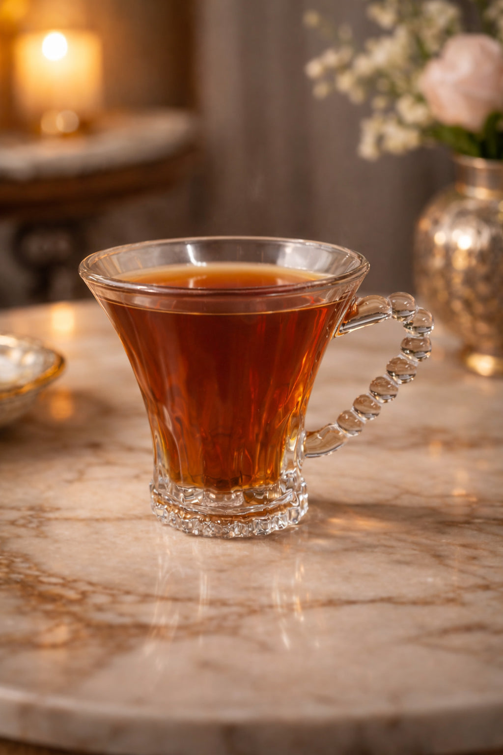 6’lı Boncuk Kulplu Cam Bardak Seti 100 ml, Yükseklik 8 cm, Ağız Çapı 7,5 cm Şık Tasarım